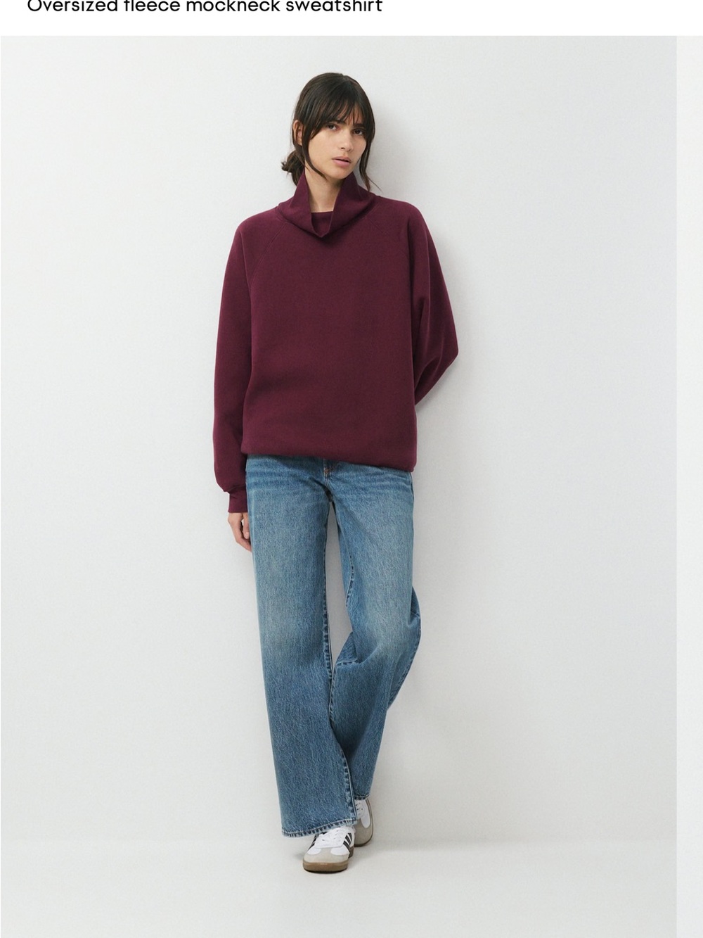 Aritizia Funnel Neck Fleece Sweatshirt - Burgundy